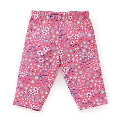 Babyhug Cotton Lycra Three Fourth Leggings Dot & Star Print Pack of 3 - Red  Pink & Light Green
