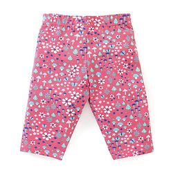 Babyhug Cotton Lycra Three Fourth Leggings Dot & Star Print Pack of 3 - Red  Pink & Light Green
