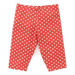Babyhug Cotton Lycra Three Fourth Leggings Dot & Star Print Pack of 3 - Red  Pink & Light Green