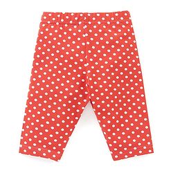 Babyhug Cotton Lycra Three Fourth Leggings Dot & Star Print Pack of 3 - Red  Pink & Light Green