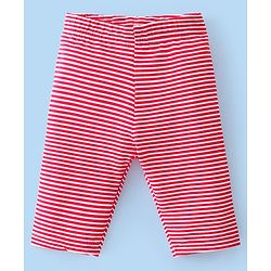 Babyhug Cotton Lycra Three Fourth Length Leggings Floral Print Pack Of 3- Red White & Pink