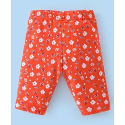 Babyhug Cotton Lycra Three Fourth Length Leggings Floral Print Pack Of 3- Red White & Pink
