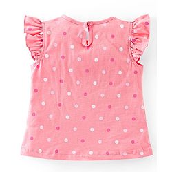 Babyhug 100% Cotton Frill Sleeves Tee With Popcorn & Dot Graphics Pack Of 3- Pink & Peach