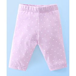 Babyhug Cotton Three Fourth Lycra Leggings Dot & Floral Print Pack Of 3- Pink White & Purple