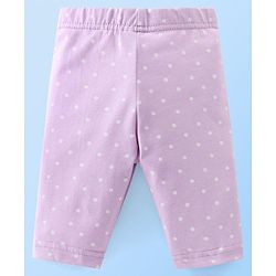 Babyhug Cotton Three Fourth Lycra Leggings Dot & Floral Print Pack Of 3- Pink White & Purple