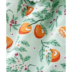 Babyhug 100% Cotton Knit Sleeveless Top with Ruffle Detailing & Fruity Print - Green