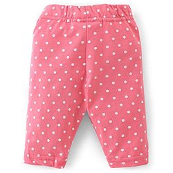 Babyhug Cotton Lycra Knit Capri Length Leggings Floral & Polka Dots Print Pack of 3 - Pink White & Turquoise