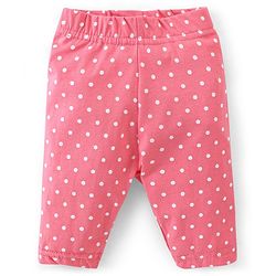 Babyhug Cotton Lycra Knit Capri Length Leggings Floral & Polka Dots Print Pack of 3 - Pink White & Turquoise