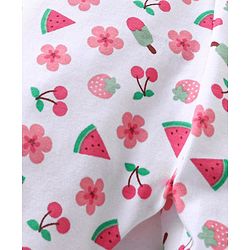 Babyhug Cotton Lycra Knit Capri Length Leggings Floral & Polka Dots Print Pack of 3 - Pink White & Turquoise