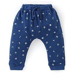 Babyhug Cotton Full Length Diaper Pants Stripes &  Text Print Pack Of 3- Red & Blue