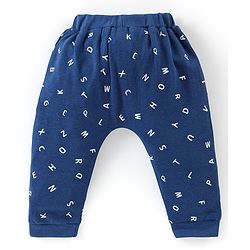 Babyhug Cotton Full Length Diaper Pants Stripes &  Text Print Pack Of 3- Red & Blue