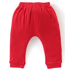 Babyhug Cotton Full Length Diaper Pants Stripes &  Text Print Pack Of 3- Red & Blue