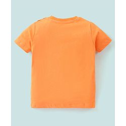 Babyhug 100% Cotton Dungaree & Half Sleeves T-Shirt with Palms Trees & Boat Print - Orange & White
