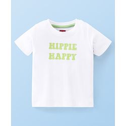 Babyhug 100% Cotton Knit Half Sleeves T-Shirt & Dungaree Set Tent Print - White & Green