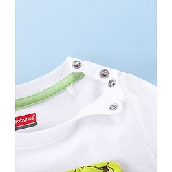 Babyhug 100% Cotton Knit Half Sleeves T-Shirt & Dungaree Set Tent Print - White & Green