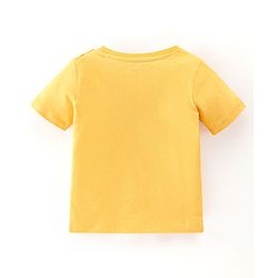 Babyhug 100% Cotton Half Sleeves Tee & Dungaree Set Lion & Text Print- Yellow & Blue