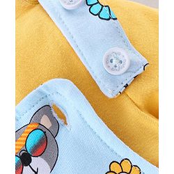 Babyhug 100% Cotton Half Sleeves Tee & Dungaree Set Lion & Text Print- Yellow & Blue