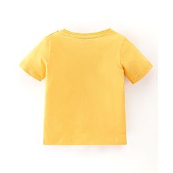 Babyhug 100% Cotton Half Sleeves Tee & Dungaree Set Lion & Text Print- Yellow & Blue
