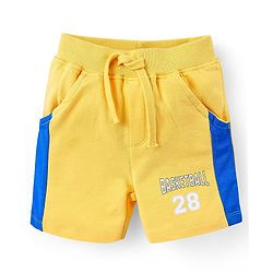 Babyhug 100% Cotton Half Sleeves Basket Ball Text Print T-Shirt & Shorts - Yellow