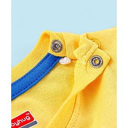 Babyhug 100% Cotton Half Sleeves Basket Ball Text Print T-Shirt & Shorts - Yellow