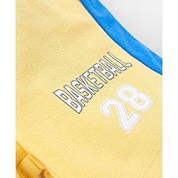 Babyhug 100% Cotton Half Sleeves Basket Ball Text Print T-Shirt & Shorts - Yellow