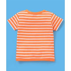 Babyhug 100% Cotton Half Sleeves Vests Stripes & Panda Print Pack of 3 - Turquoise Orange & White