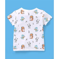 Babyhug 100% Cotton Half Sleeves Vests Stripes & Panda Print Pack of 3 - Turquoise Orange & White