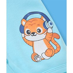 Babyhug 100% Cotton Half Sleeves Vests Stripes & Panda Print Pack of 3 - Turquoise Orange & White