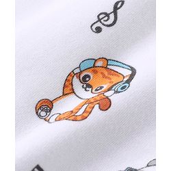 Babyhug 100% Cotton Half Sleeves Vests Stripes & Panda Print Pack of 3 - Turquoise Orange & White