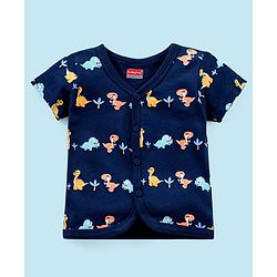 Babyhug 100% Cotton Knit Half Sleeves Set of Vests Dino Print Pack of 3 - Multicolor