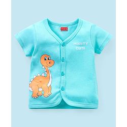 Babyhug 100% Cotton Knit Half Sleeves Set of Vests Dino Print Pack of 3 - Multicolor