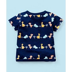Babyhug 100% Cotton Knit Half Sleeves Set of Vests Dino Print Pack of 3 - Multicolor