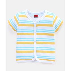 Babyhug 100% Cotton Vests Striped & Boat Print Pack of 3 - Orange Blue & White