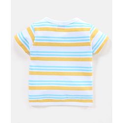 Babyhug 100% Cotton Vests Striped & Boat Print Pack of 3 - Orange Blue & White