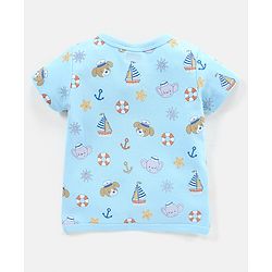 Babyhug 100% Cotton Vests Striped & Boat Print Pack of 3 - Orange Blue & White