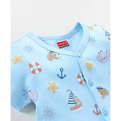 Babyhug 100% Cotton Vests Striped & Boat Print Pack of 3 - Orange Blue & White