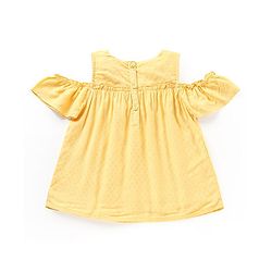 Babyhug Rayon Half Sleeves Top With Embroidery & Frill Detailing - Yellow