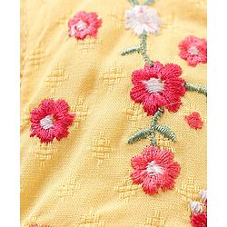 Babyhug Rayon Half Sleeves Top With Embroidery & Frill Detailing - Yellow