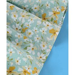 Babyhug 100% Rayon Singlet Sleeves Top With Smocking & Corsage Detailing Floral Print - Mint