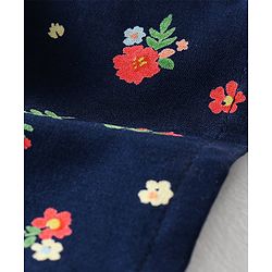 Babyhug Woven Rayon Sleeveless Crop Top With Bow Detailing Floral Print- NavyBlue