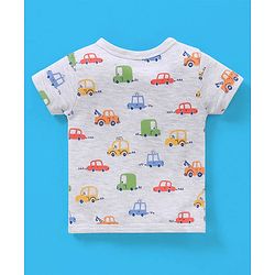 Babyhug 100% Cotton Vests Striped & Cars Print Pack of 3 - Red Grey & White