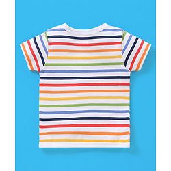 Babyhug 100% Cotton Vests Striped & Cars Print Pack of 3 - Red Grey & White