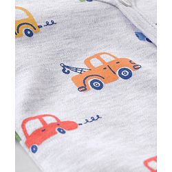 Babyhug 100% Cotton Vests Striped & Cars Print Pack of 3 - Red Grey & White