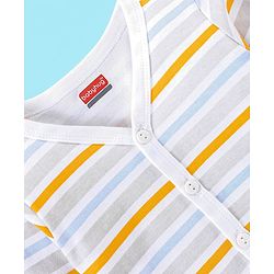 Babyhug 100% Cotton Full Sleeves Vest Stripes & Tennis Ball Print Pack Of 3- Blue & Yellow