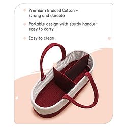 Babyhug Braided Caddy Bag- Maroon White