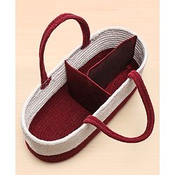 Babyhug Braided Caddy Bag- Maroon White