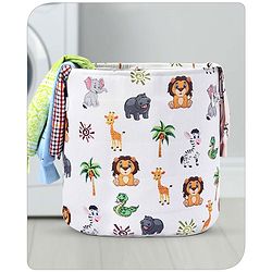 Babyhug Canvas Storage Bag Jungle Print- White