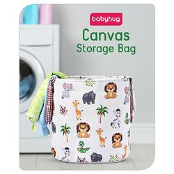 Babyhug Canvas Storage Bag Jungle Print- White