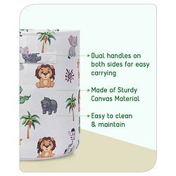Babyhug Canvas Storage Bag Jungle Print- White