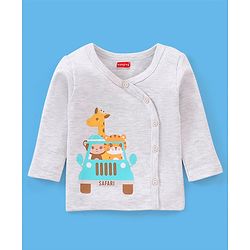 Babyhug 100% Cotton Full Sleeves Vests Striped & Lion Print Pack of 3 - Yellow Grey & Green